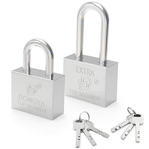 Candado con Llave, Diyife 2 Piezas Titanio de Servicio Pesado Candado de Seguridad con Un Grillete Largo Un Grillete Corto Chapado en Cromo Candado Corte Resistente, Llave Diferente Candado con Llave, Diyife 2 Piezas Titanio de Servicio Pesado Candado de Seguridad con Un Grillete Largo Un Grillete Corto Chapado en Cromo Candado Corte Resistente, Llave Diferente