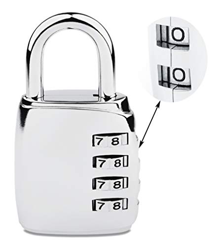 Candado de Combinacion con Numeros Grandes Para Taquilla de Gimnasio-Gym, Colegio, Vestuario, Escuela/Sin Llave con Codigo Numerico de 4 Digitos Contraseña Gris Plateado/Para Puerta, Verja, Reja Candado de Combinacion con Numeros Grandes Para Taquilla de Gimnasio-Gym, Colegio, Vestuario, Escuela/Sin Llave con Codigo Numerico de 4 Digitos Contraseña Gris Plateado/Para Puerta, Verja, Reja