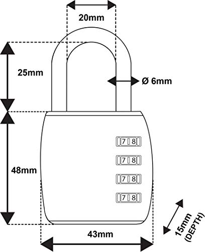 Candado de Combinacion con Numeros Grandes Para Taquilla de Gimnasio-Gym, Colegio, Vestuario, Escuela/Sin Llave con Codigo Numerico de 4 Digitos Contraseña Gris Plateado/Para Puerta, Verja, Reja