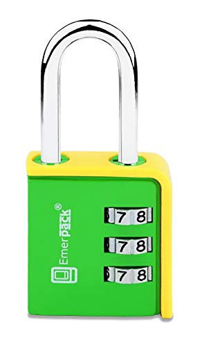 Candado de Combinacion Para Taquilla de Gimnasio-Gym, Colegio, Vestuario, Escuela/Sin Llave con Codigo Numerico de 3 Digitos Contraseña Arco Largo (Verde-Amarillo)