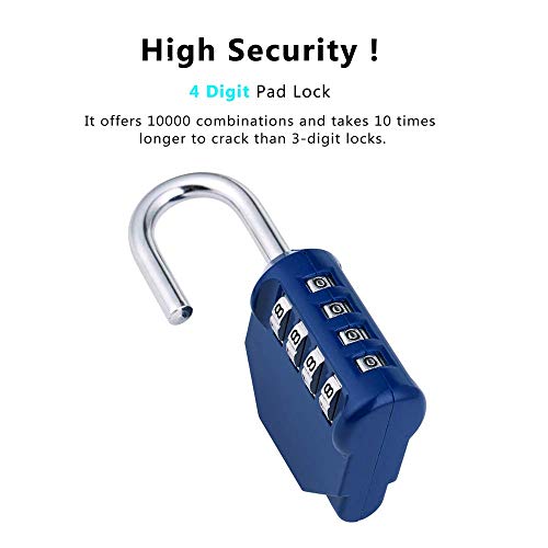 Candado de combinación ZHEGE para casillero, bloqueo de código de 4 dígitos para casilleros de gimnasio, casillero escolar, gabinete, caja de herramientas, etc. (Azul) Candado de combinación ZHEGE para casillero, bloqueo de código de 4 dígitos para casilleros de gimnasio, casillero escolar, gabinete, caja de herramientas, etc. (Azul)