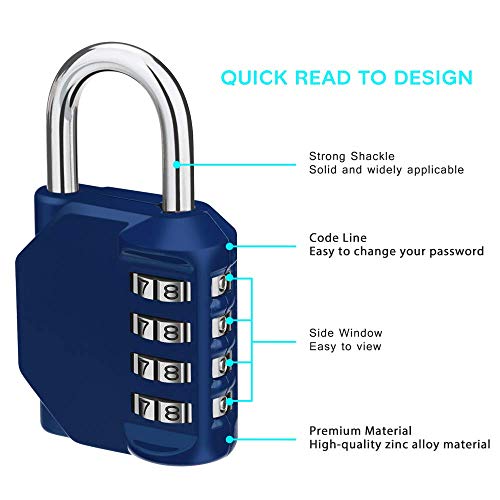 Candado de combinación ZHEGE para casillero, bloqueo de código de 4 dígitos para casilleros de gimnasio, casillero escolar, gabinete, caja de herramientas, etc. (Azul) Candado de combinación ZHEGE para casillero, bloqueo de código de 4 dígitos para casilleros de gimnasio, casillero escolar, gabinete, caja de herramientas, etc. (Azul)