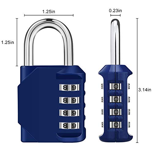 Candado de combinación ZHEGE para casillero, bloqueo de código de 4 dígitos para casilleros de gimnasio, casillero escolar, gabinete, caja de herramientas, etc. (Azul）