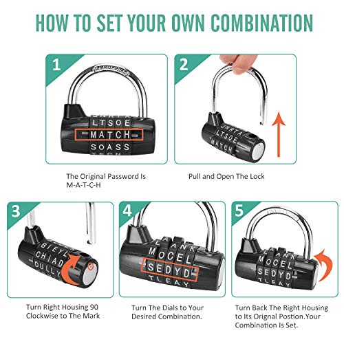 Candado de seguridad resistente con combinación de 5 letras, candado de seguridad con contraseña.