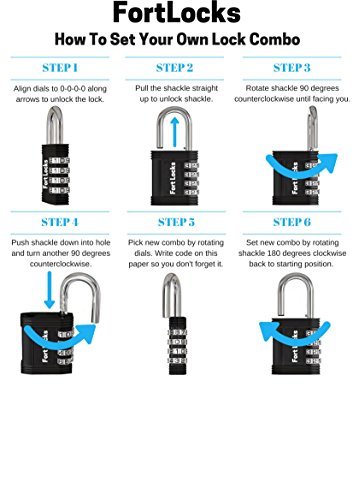 Candado Fortlocks – Candado De Combinación De 4 Dígitos para Casilleros, Ventanas, Estuches Y Cobertizos, Resistente, Combinación Reajustable, Resistente Al Agua Y A La Intemperie