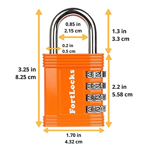 Candado Fortlocks – Candado De Combinación De 4 Dígitos para Casilleros, Ventanas, Estuches Y Cobertizos, Resistente, Combinación Reajustable, Resistente Al Agua Y A La Intemperie