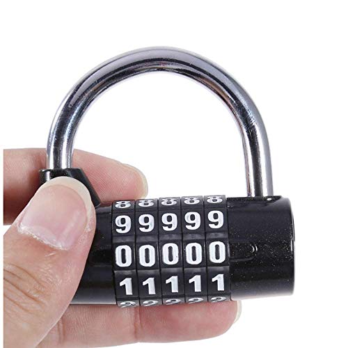 Candados de combinación de 5 letras Contraseña de bloqueo Seguridad robusta Candado Dial Locker (Negro) (5 digitals code)