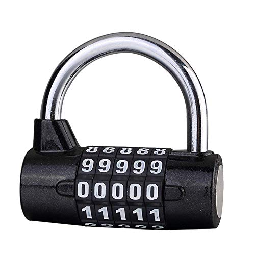 Candados de combinación de 5 letras Contraseña de bloqueo Seguridad robusta Candado Dial Locker (Negro) (5 digitals code)