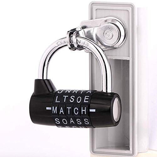Candados de combinación de 5 letras Contraseña de bloqueo Seguridad robusta Candado Dial Locker (Negro) (5 letters code)