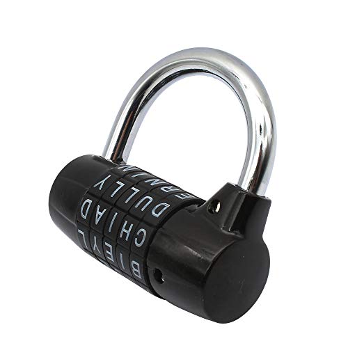 Candados de combinación de 5 letras Contraseña de bloqueo Seguridad robusta Candado Dial Locker (Negro) (5 letters code)