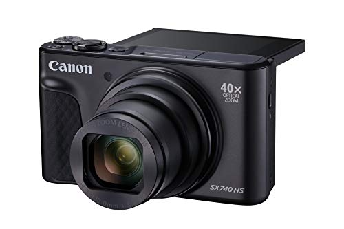 Canon PowerShot SX740 HS - Cámara compacta de 20.3 MP (40x Zoom óptico, 4K UHD, DIGIC 8, 5 Ejes, LCD desplegable, 10 fps, Bluetooth, WiFi) Negro