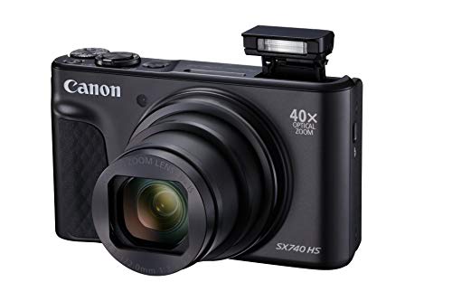 Canon PowerShot SX740 HS - Cámara compacta de 20.3 MP (40x Zoom óptico, 4K UHD, DIGIC 8, 5 Ejes, LCD desplegable, 10 fps, Bluetooth, WiFi) Negro