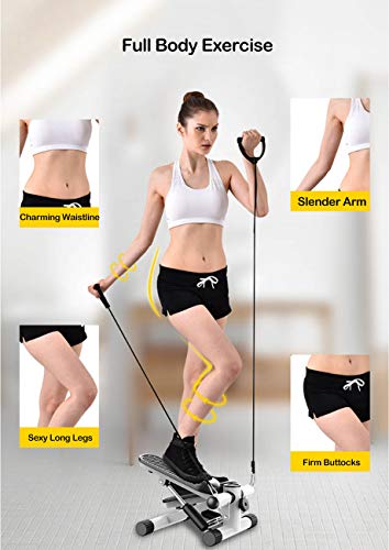 CANQI Fitness Gym Machine Mini Stepper Stepping Legs con Bandas De Resistencia, Arm Cords Stair Climber Gym Step Swing (Negro)