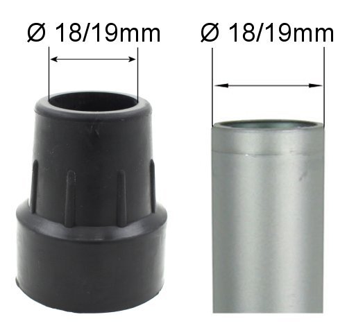 Cantidad 4x: 18/19mm Conteras Virolas De Goma Para Muletas Y Bastones - Negro - Por Lifeswonderful® Cantidad 4x: 18/19mm Conteras Virolas De Goma Para Muletas Y Bastones - Negro - Por Lifeswonderful®