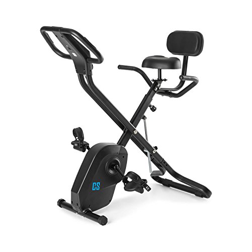 Capital Sports Azura X1 - Bicicleta estática, Pulsómetro en Manillar, Sistema Plegable, Rotor de 4 kg, 7 Niveles de Altura, Peso máx. 120 kg, 8 Niveles Resistencia, Respaldo, Reposabrazos, Negro