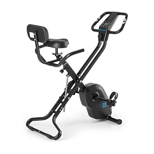 Capital Sports Azura X1 - Bicicleta estática, Pulsómetro en Manillar, Sistema Plegable, Rotor de 4 kg, 7 Niveles de Altura, Peso máx. 120 kg, 8 Niveles Resistencia, Respaldo, Reposabrazos, Negro