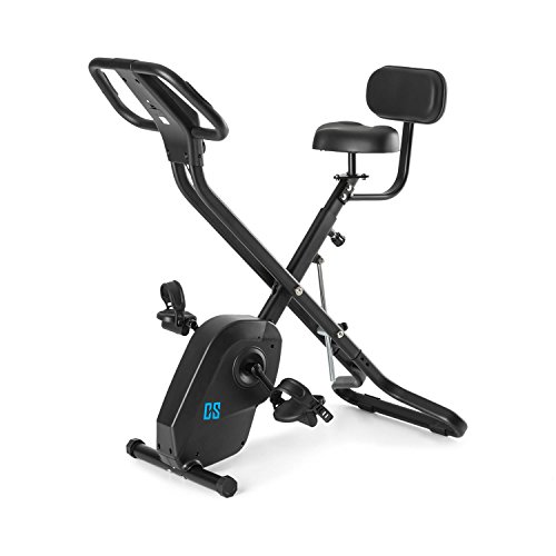 Capital Sports Azura X2 - Bicicleta estática, Pulsómetro en Manillar, Sistema Plegable, Rotor de 4 kg, 7 Niveles de Altura, Peso máx. 120 kg, 8 Niveles Resistencia, Respaldo, Negro