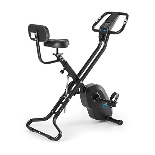 Capital Sports Azura X2 - Bicicleta estática, Pulsómetro en Manillar, Sistema Plegable, Rotor de 4 kg, 7 Niveles de Altura, Peso máx. 120 kg, 8 Niveles Resistencia, Respaldo, Negro