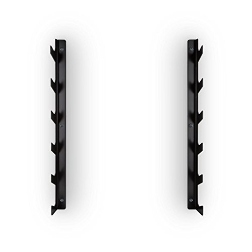 Capital Sports Barria Soporte en Pared para Barras de Pesas (6 Ganchos, 250kg Carga máxima, inlcuye Tacos y Tornillos para Montaje Seguro, Acero Inoxidable Negro)