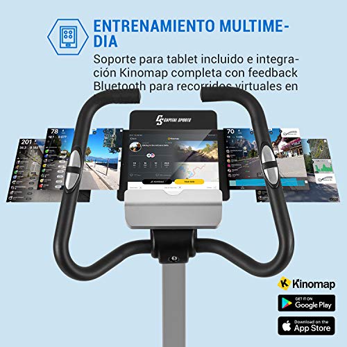 Capital Sports Evo Comfort - Bicicleta estática, Aplicación Kinomap, Conexión por bluetooth, Volante de inercia de 15 kg, MagResist: resistencia margnética, Tracción por correa, Hasta 110 kg, Negro Capital Sports Evo Comfort - Bicicleta estática, Aplicación Kinomap, Conexión por bluetooth, Volante de inercia de 15 kg, MagResist: resistencia margnética, Tracción por correa, Hasta 110 kg, Negro