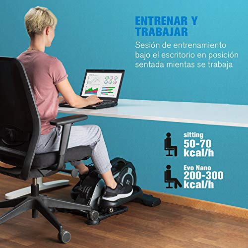 CAPITAL SPORTS Evo Nano - Mini bicicleta, ordenador de entrenamiento, soporte de aplicación Kinomap con retroalimentación, Bluetooth, resistencia de 8 pasos, sistema SilentBelt, antracita