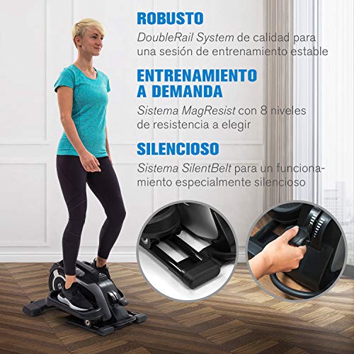 CAPITAL SPORTS Evo Nano - Mini bicicleta, ordenador de entrenamiento, soporte de aplicación Kinomap con retroalimentación, Bluetooth, resistencia de 8 pasos, sistema SilentBelt, antracita