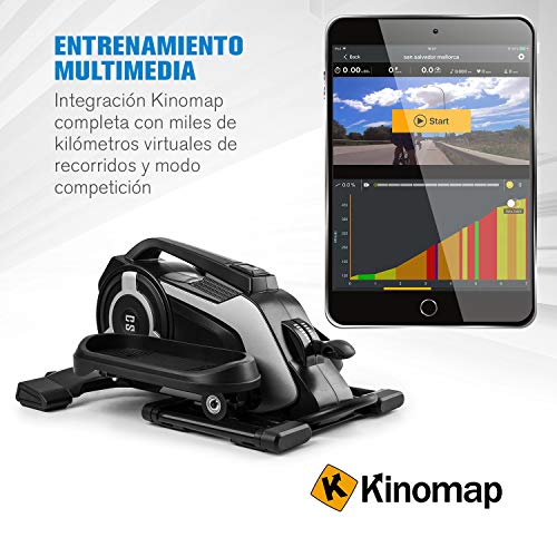 CAPITAL SPORTS Evo Nano - Mini bicicleta, ordenador de entrenamiento, soporte de aplicación Kinomap con retroalimentación, Bluetooth, resistencia de 8 pasos, sistema SilentBelt, antracita