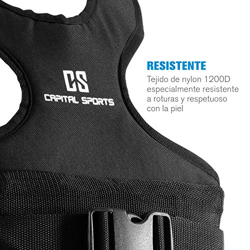 CAPITAL SPORTS Medusa Chaleco de musculación, peso: 5 kg, diseñado para la mujer, material: tejido de nylon 1200D, bolsas de pesas de hierro, entrenamiento de peso corporal y funcional, negro CAPITAL SPORTS Medusa Chaleco de musculación, peso: 5 kg, diseñado para la mujer, material: tejido de nylon 1200D, bolsas de pesas de hierro, entrenamiento de peso corporal y funcional, negro