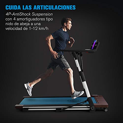 Capital Sports Outrun 2XC - Cinta de Correr, Sistema de Plegado 2XF, Suspensión 4P, Superficie Acolchada de 48 x 125 cm, 1-12km/h, Pulsómetro, Reproductor MP3, Altavoz estéreo, hasta 120 kg, Negro