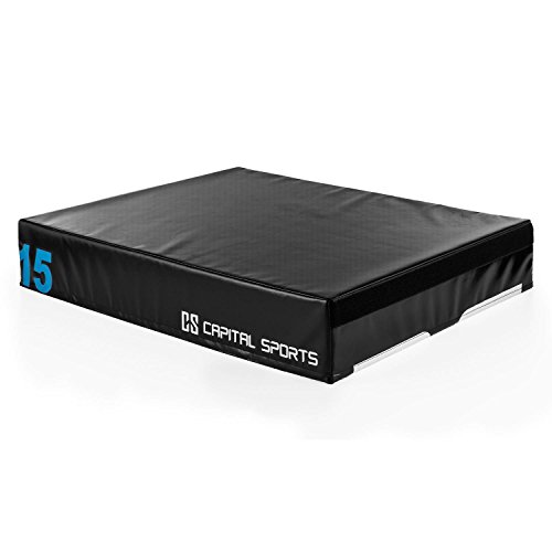 Capital Sports Rookso Soft Caja de Salto - Caja pliométrica, Caja de Salto, Relleno Estable, Alta Densidad, Forro de Vinilo, Apilable, Resistente, Fácil de Limpiar, Negro en Distintas Alturas