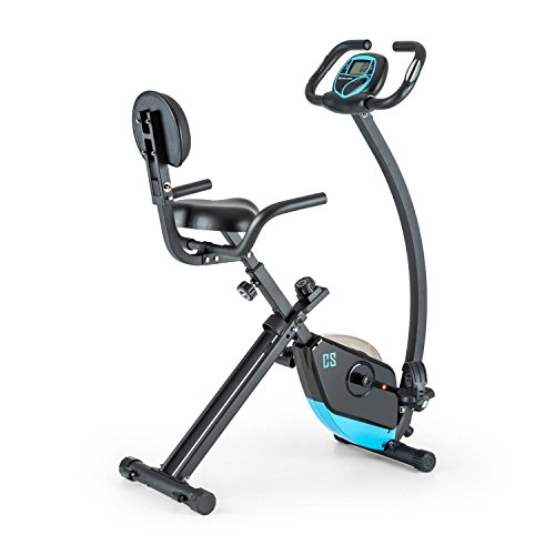 Capital Sports Trajector Bicicleta estática ergómetro Plegable (Masa giratoria 3 Kg, 8 Niveles Resistencia, pulsómetro, Monitor Entrenamiento, indicador Velocidad, Bici Azul)