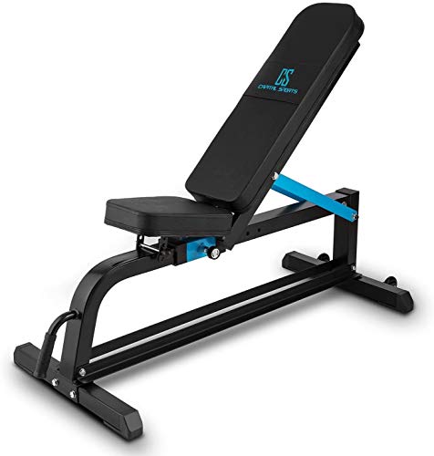 CapitalSports Adjustar Banco de Entrenamiento Adaptable (Peso máximo soportado 300kg, Varios Niveles de Apoyo Ajustables, Asiento Regulable, Cuero sintético alcochado 5cm, Acero Negro)