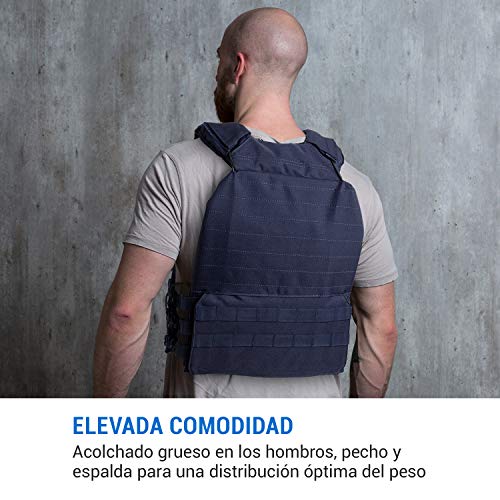 CapitalSports Battlevest 2.0 - Chaleco lastrado, Cintas Velcro, Acolchado, Malla Interior, Cable desenganche rápido, Mango Arrastre, Transpirable, 2 Pesas Acero, 2 x 8,75 lbs, Azúl