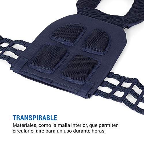 CapitalSports Battlevest 2.0 - Chaleco lastrado, Cintas Velcro, Acolchado, Malla Interior, Cable desenganche rápido, Mango Arrastre, Transpirable, 2 Pesas Acero, 2 x 8,75 lbs, Azúl