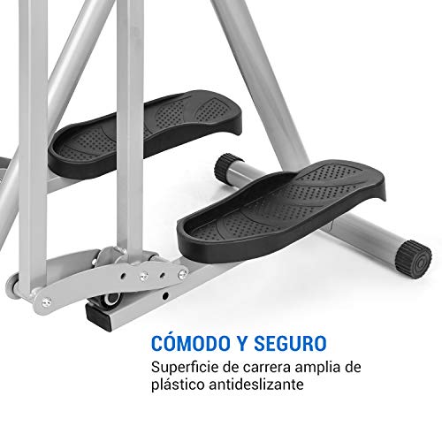 CapitalSports Crosswalker Air-Walker - Bicicleta elíptica, Movimiento Vertical y Horizontal, hasta 100 kg, Ordenador de Entrenamiento, Pantalla LCD, Pasamanos, Antideslizante, Marco metálico, Gris