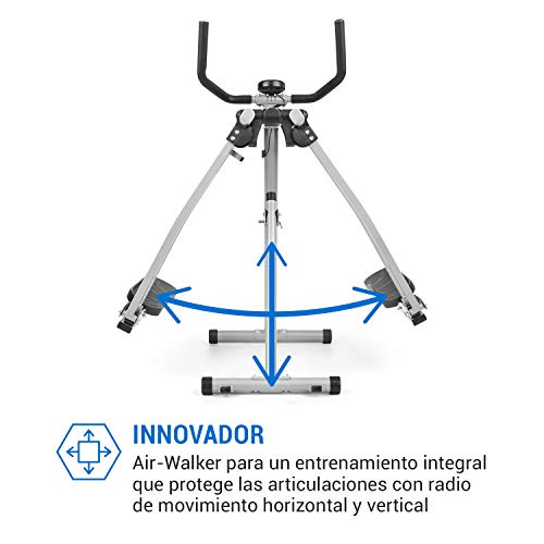 CapitalSports Crosswalker Air-Walker - Bicicleta elíptica, Movimiento Vertical y Horizontal, hasta 100 kg, Ordenador de Entrenamiento, Pantalla LCD, Pasamanos, Antideslizante, Marco metálico, Gris