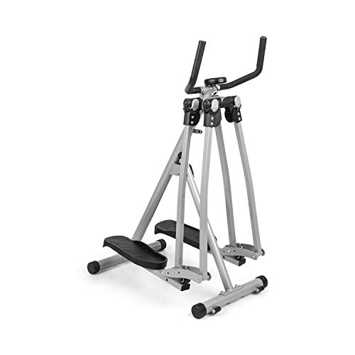 CapitalSports Crosswalker Air-Walker - Bicicleta elíptica, Movimiento Vertical y Horizontal, hasta 100 kg, Ordenador de Entrenamiento, Pantalla LCD, Pasamanos, Antideslizante, Marco metálico, Gris