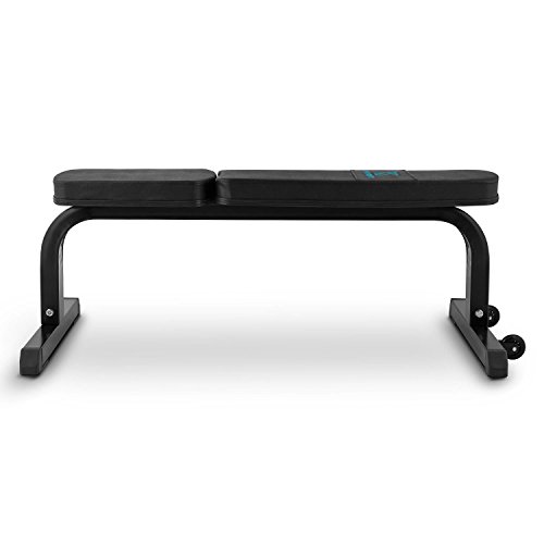 CapitalSports Flat B Banco de Entrenamiento Plano (Peso máximo soportado 250kg, armazón Robusto y Acolchado, 5cm Espesor, Forro Cuero sintético, Acero Negro)