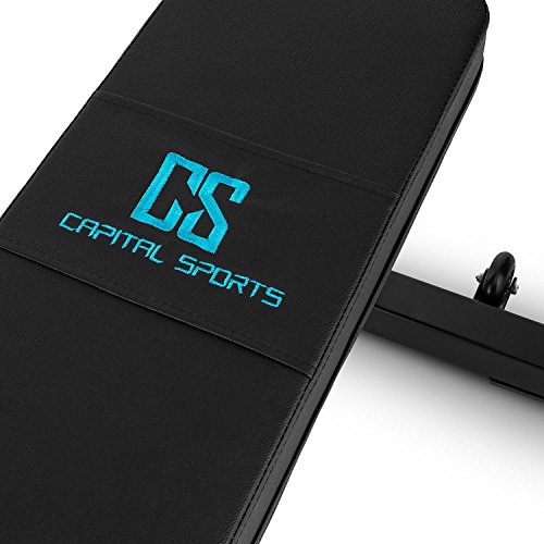 CapitalSports Flat B Banco de Entrenamiento Plano (Peso máximo soportado 250kg, armazón Robusto y Acolchado, 5cm Espesor, Forro Cuero sintético, Acero Negro) CapitalSports Flat B Banco de Entrenamiento Plano (Peso máximo soportado 250kg, armazón Robusto y Acolchado, 5cm Espesor, Forro Cuero sintético, Acero Negro)