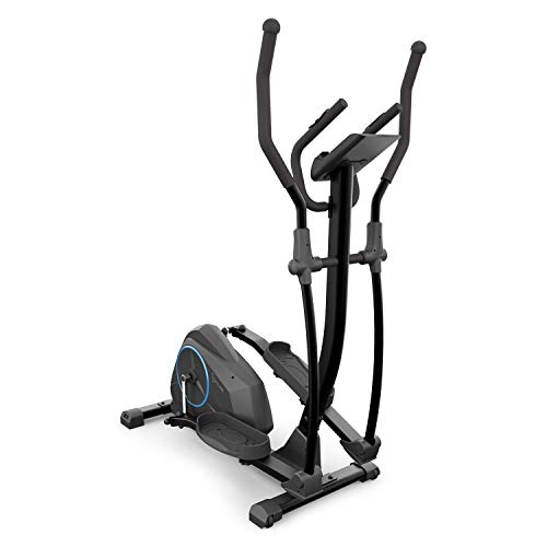 CapitalSports Helix Air - Bicicleta elíptica, Volante de inercia 12kg, 24 Niveles, Correa de tracción, Pulsómetro, Soporte Tableta, Certificación TÜV, Tecnología MagResist, hasta 120kg, Antracita