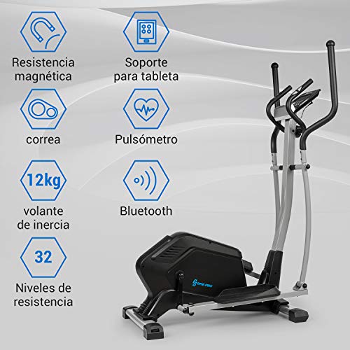 CapitalSports Helix Comfort - Bicicleta elíptica, Aplicación Kinomap, Volante de inercia 12 kg, MagResist: Resistencia magnética de 32 intensidades, Sensores de Pulso, 14 programas, Pantalla, Negro CapitalSports Helix Comfort - Bicicleta elíptica, Aplicación Kinomap, Volante de inercia 12 kg, MagResist: Resistencia magnética de 32 intensidades, Sensores de Pulso, 14 programas, Pantalla, Negro