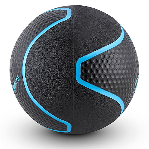 CapitalSports Medba 5 Balón Medicinal 5kg (Adecuado para Ejercicios de Entrenamiento Core, Functional Training y Cross-Training, Goma Negro)