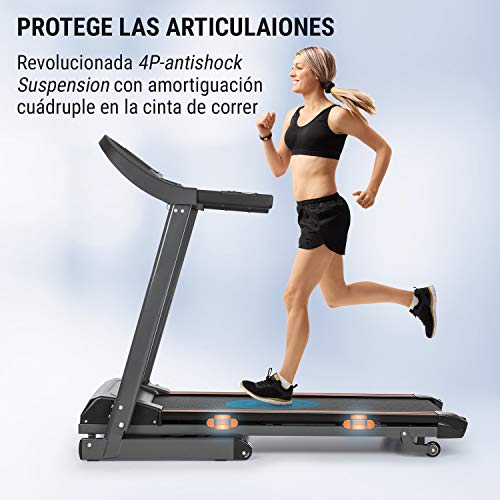 CapitalSports Pacemaker F120 - Cinta de Correr, Ergométrica, Motor de 2 HP, 4P-AntiShock Suspension, Lubrication System, LowNoise-FX Drive, Entrenamiento Cardiovascular, Entrada AUX, USB, SD, Negro