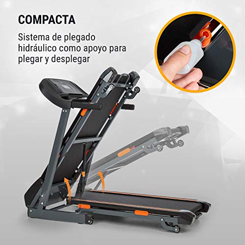 CapitalSports Pacemaker F120 - Cinta de Correr, Ergométrica, Motor de 2 HP, 4P-AntiShock Suspension, Lubrication System, LowNoise-FX Drive, Entrenamiento Cardiovascular, Entrada AUX, USB, SD, Negro