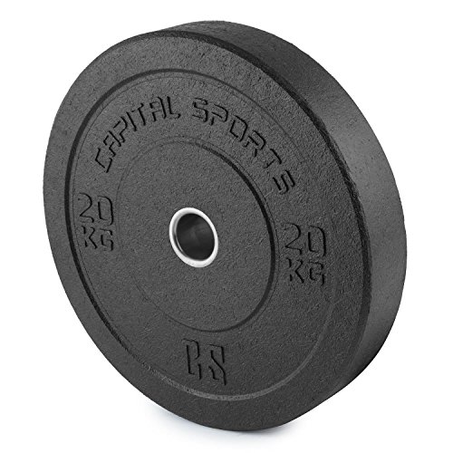 CapitalSports Renit Hi Temp Discos de Peso 50,4mm Nucleo de Aluminio Goma 2x20kg (Pareja Discos de Pesas Caucho para Barra Larga o Barra olímpica, Ideal lanzamientos sin dañar el Suelo, Resistente)