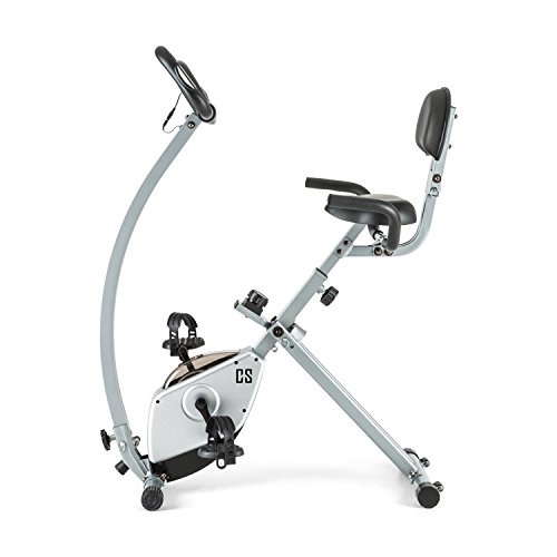 CapitalSports Trajector Bicicleta estática Plegable (Dispositivo de Entrenamiento con 3Kg de Masa giratoria, sillín Extra Ancho, 8 Niveles de Resistencia, Monitor) - Plateado CapitalSports Trajector Bicicleta estática Plegable (Dispositivo de Entrenamiento con 3Kg de Masa giratoria, sillín Extra Ancho, 8 Niveles de Resistencia, Monitor) - Plateado