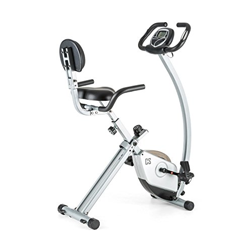 CapitalSports Trajector Bicicleta estática Plegable (Dispositivo de Entrenamiento con 3Kg de Masa giratoria, sillín Extra Ancho, 8 Niveles de Resistencia, Monitor) - Plateado CapitalSports Trajector Bicicleta estática Plegable (Dispositivo de Entrenamiento con 3Kg de Masa giratoria, sillín Extra Ancho, 8 Niveles de Resistencia, Monitor) - Plateado
