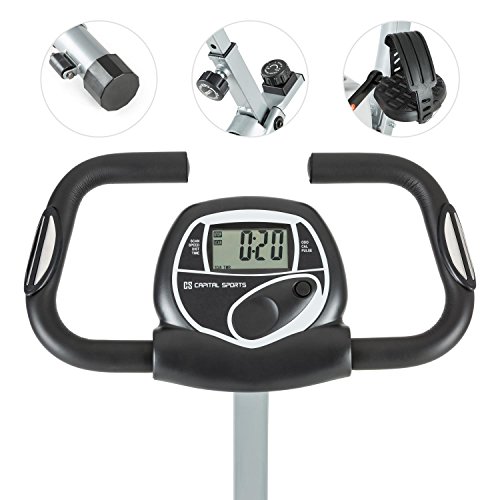 CapitalSports Trajector Bicicleta estática Plegable (Dispositivo de Entrenamiento con 3Kg de Masa giratoria, sillín Extra Ancho, 8 Niveles de Resistencia, Monitor) - Plateado CapitalSports Trajector Bicicleta estática Plegable (Dispositivo de Entrenamiento con 3Kg de Masa giratoria, sillín Extra Ancho, 8 Niveles de Resistencia, Monitor) - Plateado