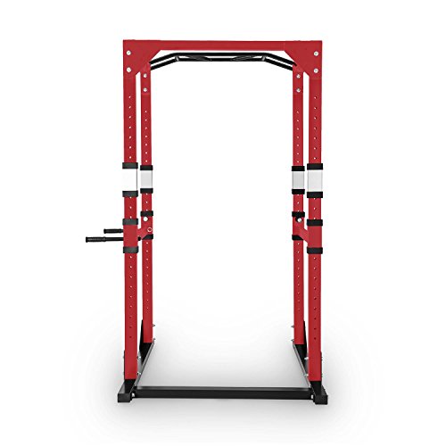 CapitalSports Tremendour - Power Rack, Jaula de musculación, Gimnasio en casa, Cable de tracción, Pesos, Agarre múltiple, dominadas, Flexiones, Brazos, piernas, Press banca, Rojo