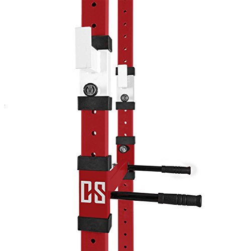 CapitalSports Tremendour - Power Rack, Jaula de musculación, Gimnasio en casa, Cable de tracción, Pesos, Agarre múltiple, dominadas, Flexiones, Brazos, piernas, Press banca, Rojo